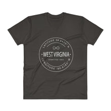 West Virginia - V-Neck T-Shirt - Latitude & Longitude