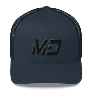 Maryland - Mesh Back Trucker Cap - Black Embroidery - MD - Many Hat Color Options Available