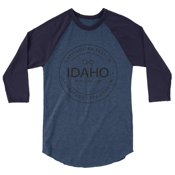 Idaho - 3/4 Sleeve Raglan Shirt - Latitude & Longitude