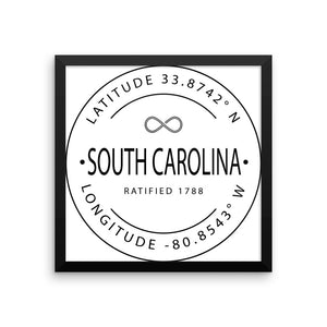South Carolina - Framed Print - Latitude & Longitude