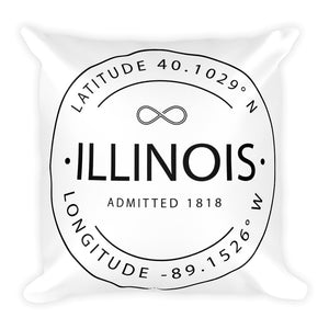 Illinois - Throw Pillow - Latitude & Longitude