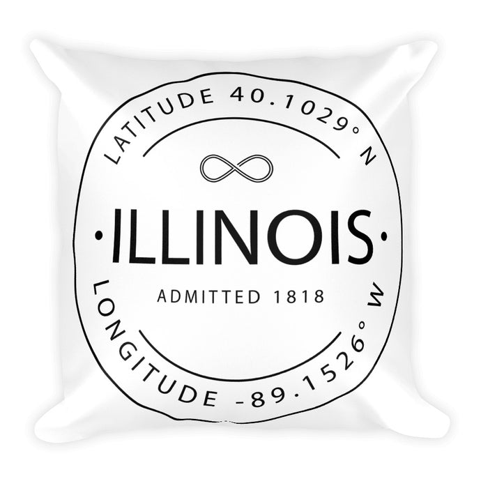 Illinois - Throw Pillow - Latitude & Longitude