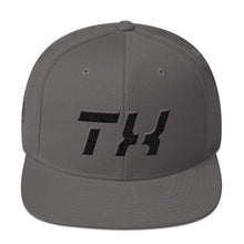Texas - Flat Brim Hat - Black Embroidery - TX - Many Hat Color Options Available