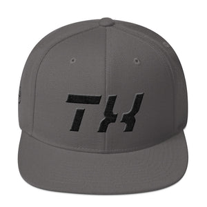 Texas - Flat Brim Hat - Black Embroidery - TX - Many Hat Color Options Available