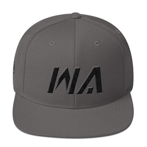 Washington - Flat Brim Hat - Black Embroidery - WA - Many Hat Color Options Available