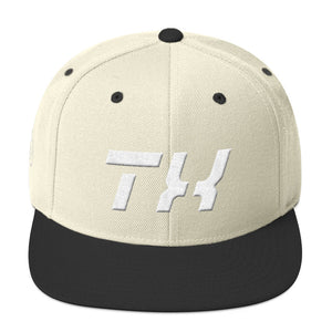 Texas - Flat Brim Hat - White Embroidery - TX - Many Hat Color Options Available