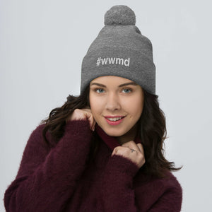 Margo's Collection - #wwmd (what would Margo do) - White Embroidery - Pom-Pom Beanie - Different hat colors available