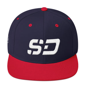 South Dakota - Flat Brim Hat - White Embroidery - SD - Many Hat Color Options Available