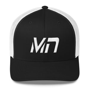 Minnesota - Mesh Back Trucker Cap - White Embroidery - MN - Many Hat Color Options Available