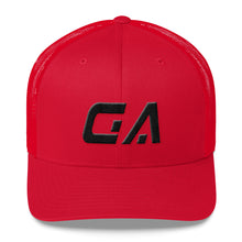 Georgia - Mesh Back Trucker Cap - Black Embroidery - GA - Many Hat Color Options Available