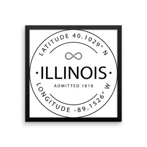 Illinois - Framed Print - Latitude & Longitude