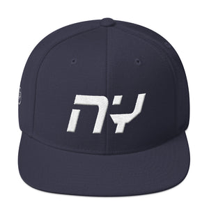 New York - Flat Brim Hat - White Embroidery - NY - Many Hat Color Options Available