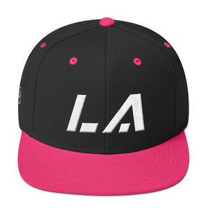 Louisiana - Flat Brim Hat - White Embroidery - LA - Many Hat Color Options Available