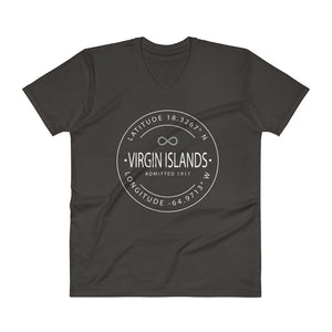 Virgin Islands - V-Neck T-Shirt - Latitude & Longitude