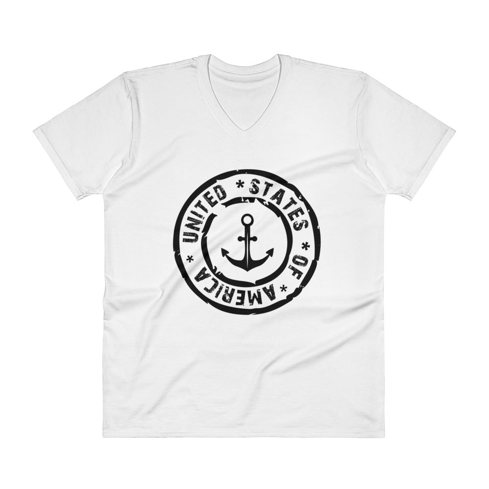 USA Designs - V-Neck T-Shirt - Anchor