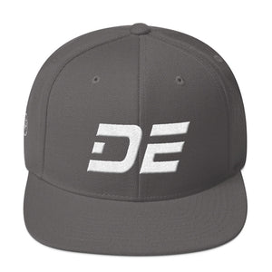 Delaware - Flat Brim Hat - White Embroidery - DE - Many Hat Color Options Available