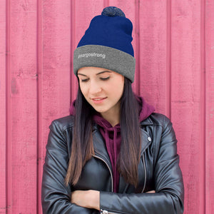 Margo's Collection - #margostrong - White Embroidery - Pom Pom Beanie - Different hat colors available