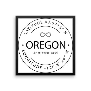 Oregon - Framed Print - Latitude & Longitude