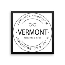 Vermont - Framed Print - Latitude & Longitude