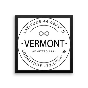 Vermont - Framed Print - Latitude & Longitude