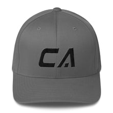 California - Structured Twill Cap - Black Embroidery - CA - Many Hat Color Options Available