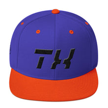 Texas - Flat Brim Hat - Black Embroidery - TX - Many Hat Color Options Available