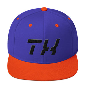 Texas - Flat Brim Hat - Black Embroidery - TX - Many Hat Color Options Available