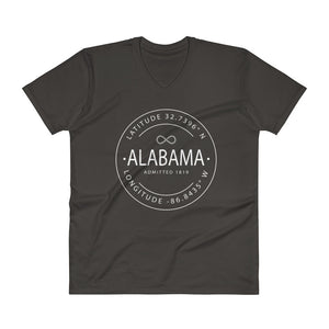 Alabama - V-Neck T-Shirt - Latitude & Longitude
