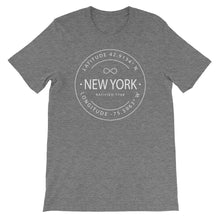 New York - Short-Sleeve Unisex T-Shirt - Latitude & Longitude
