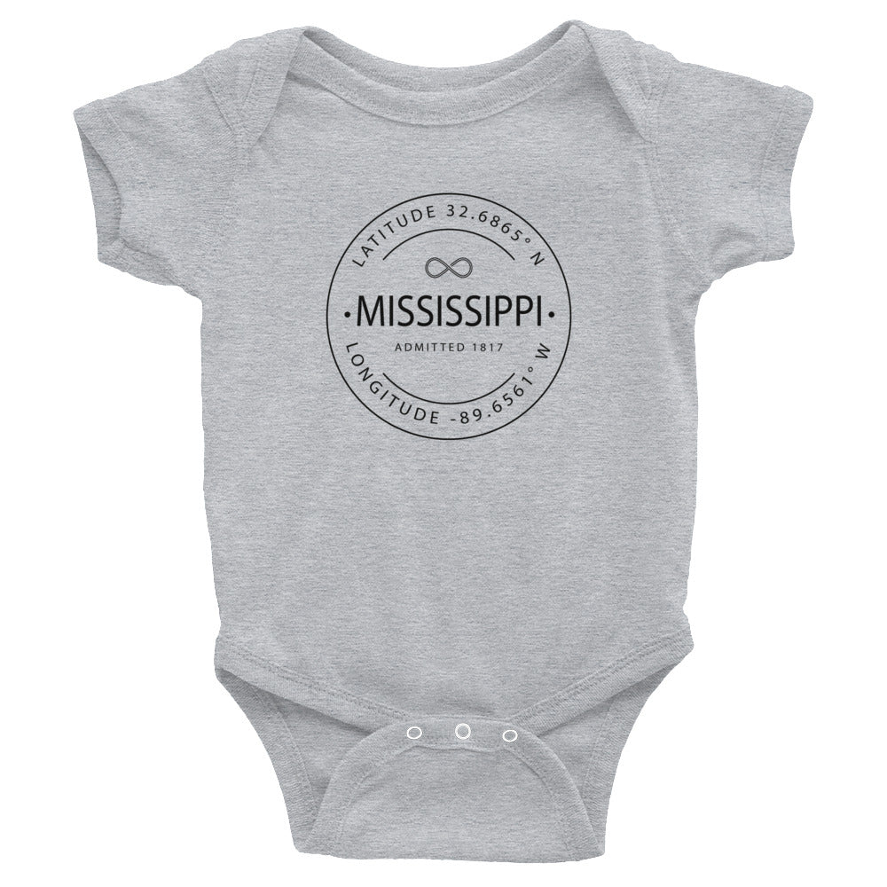 Mississippi - Infant Bodysuit - Latitude & Longitude