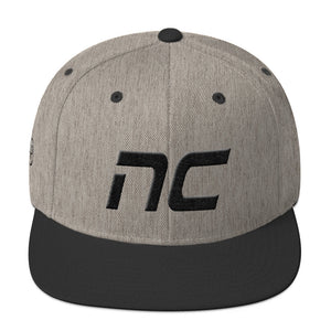 North Carolina - Flat Brim Hat - Black Embroidery - NC - Many Hat Color Options Available