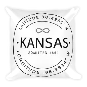 Kansas - Throw Pillow - Latitude & Longitude
