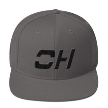 Ohio - Flat Brim Hat - Black Embroidery - OH - Many Hat Color Options Available