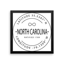 North Carolina - Framed Print - Latitude & Longitude