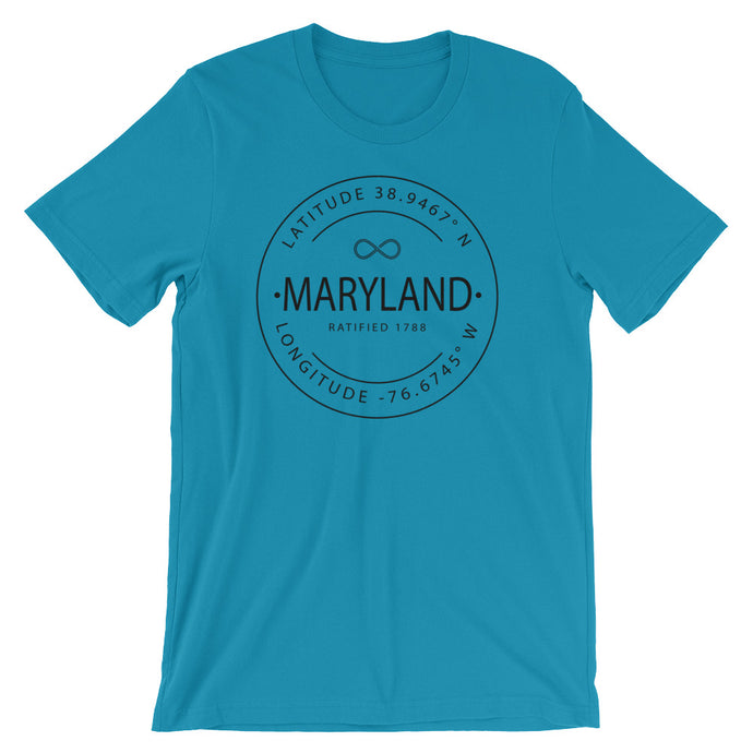 Maryland - Short-Sleeve Unisex T-Shirt - Latitude & Longitude