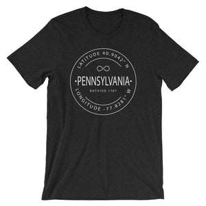 Pennsylvania - Short-Sleeve Unisex T-Shirt - Latitude & Longitude