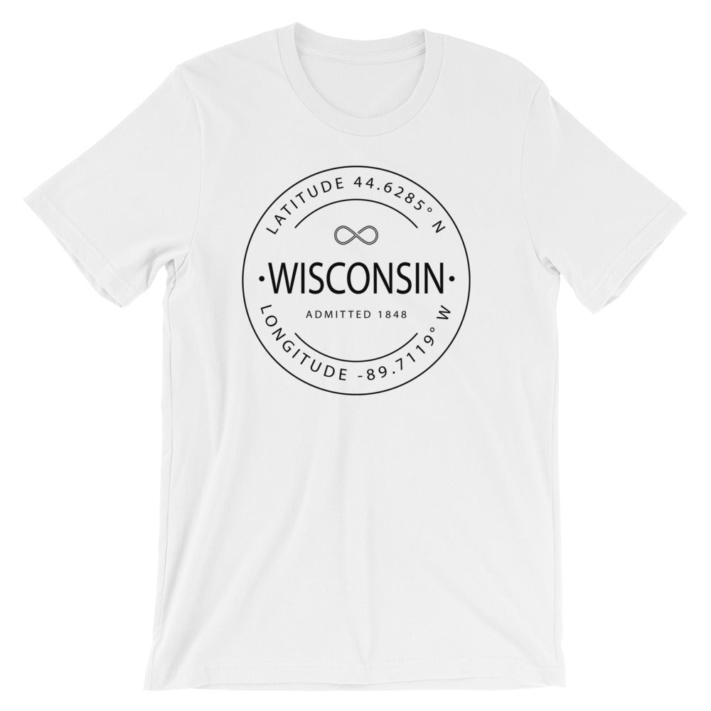 Wisconsin - Short-Sleeve Unisex T-Shirt - Latitude & Longitude