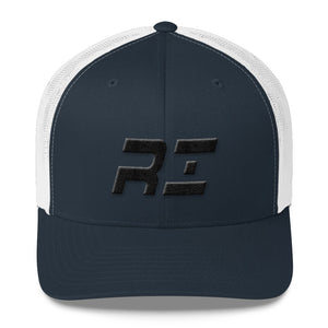 Rhode Island - Mesh Back Trucker Cap - Black Embroidery - RI - Many Hat Color Options Available