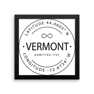 Vermont - Framed Print - Latitude & Longitude