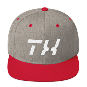 Texas - Flat Brim Hat - White Embroidery - TX - Many Hat Color Options Available