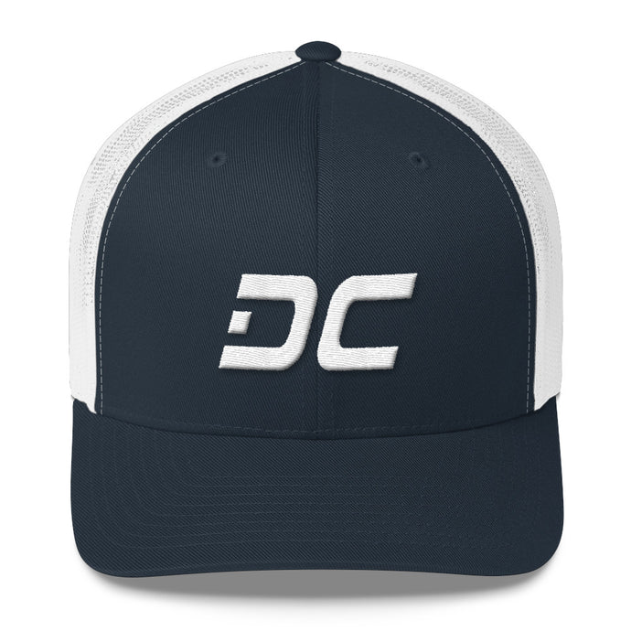 Washington DC - Mesh Back Trucker Cap - White Embroidery - DC - Many Hat Color Options Available