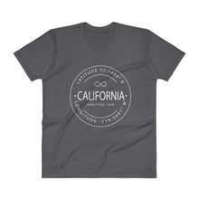 California - V-Neck T-Shirt - Latitude & Longitude