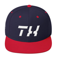 Texas - Flat Brim Hat - White Embroidery - TX - Many Hat Color Options Available