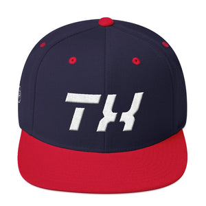 Texas - Flat Brim Hat - White Embroidery - TX - Many Hat Color Options Available