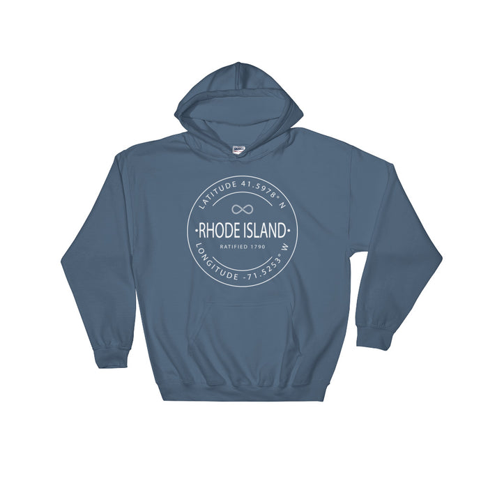 Rhode Island - Hooded Sweatshirt - Latitude & Longitude