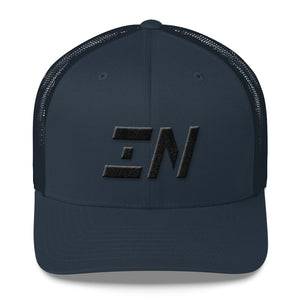 Indiana - Mesh Back Trucker Cap - Black Embroidery - IN - Many Hat Color Options Available
