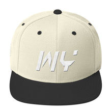 Wyoming - Flat Brim Hat - White Embroidery - WY - Many Hat Color Options Available