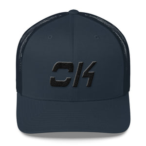 Oklahoma - Mesh Back Trucker Cap - Black Embroidery - OK - Many Hat Color Options Available
