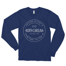 North Carolina - Long sleeve t-shirt (unisex) - Latitude & Longitude