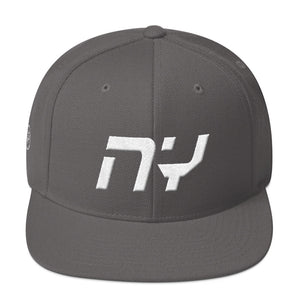 New York - Flat Brim Hat - White Embroidery - NY - Many Hat Color Options Available